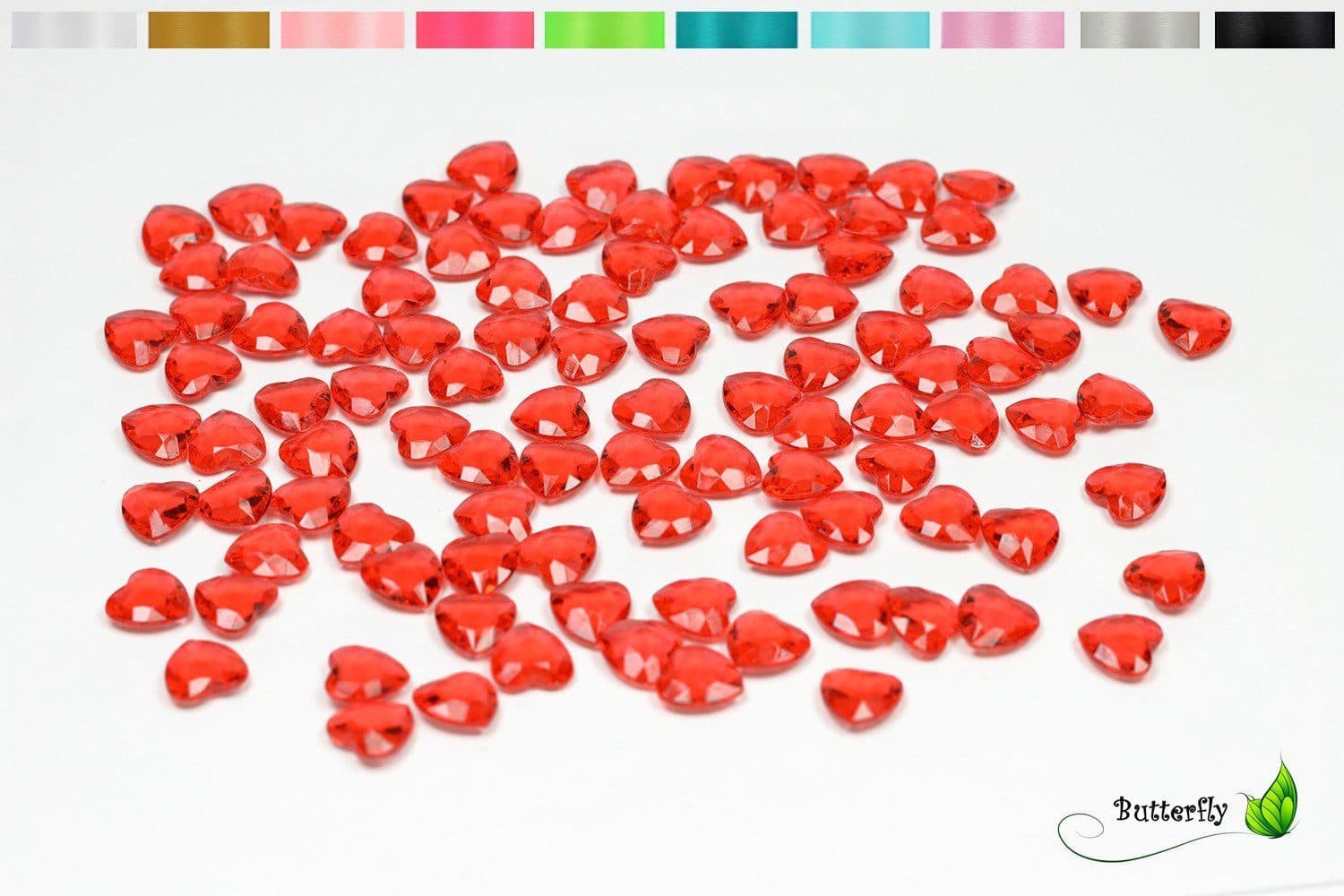 Creativery Streudeko 100x Herz Dekosteine Rot Transparent Acryl - Bild 2
