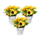 relaxdays 3er Set künstliche Sonnenblumen im Topf Gelb/Weiß Bild 2