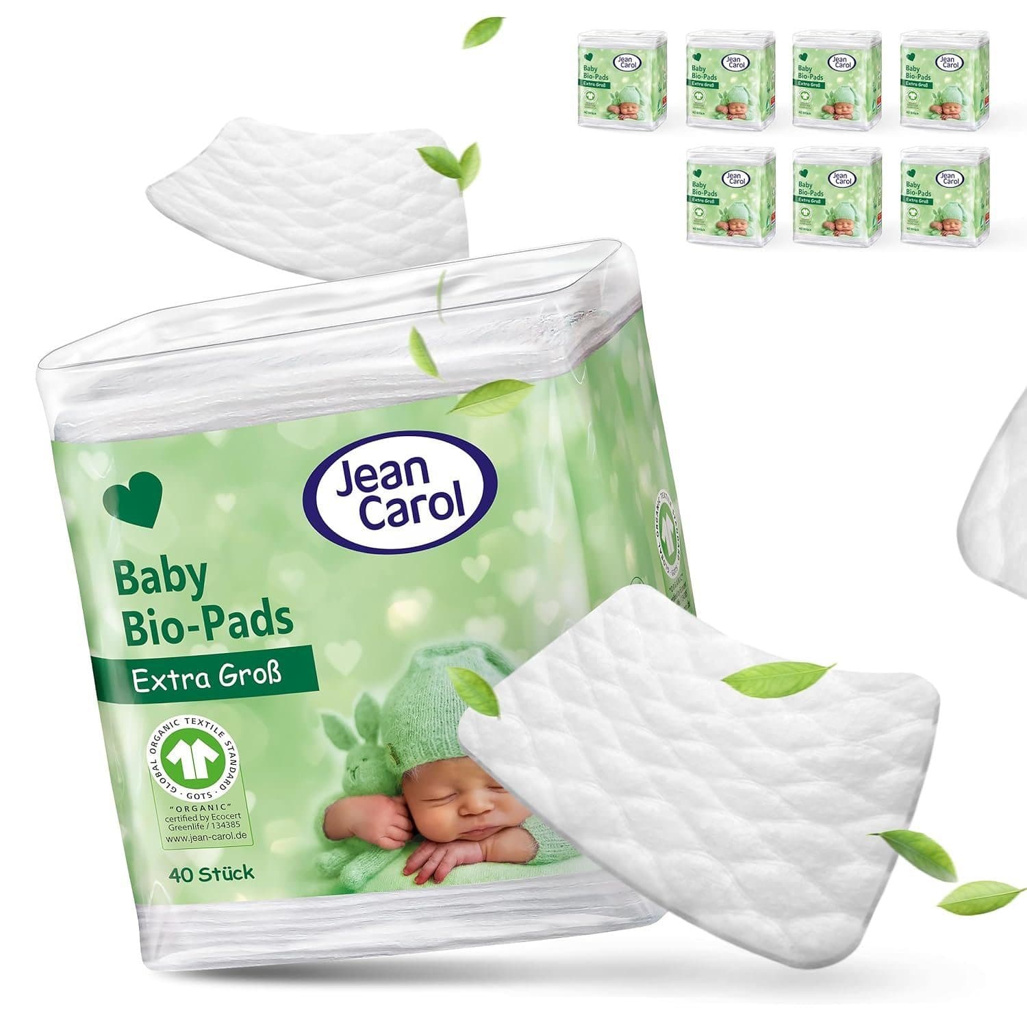 Jean Carol BIO Wattepads Baby, Maxi, extra groß und fusselfrei 40 Stück