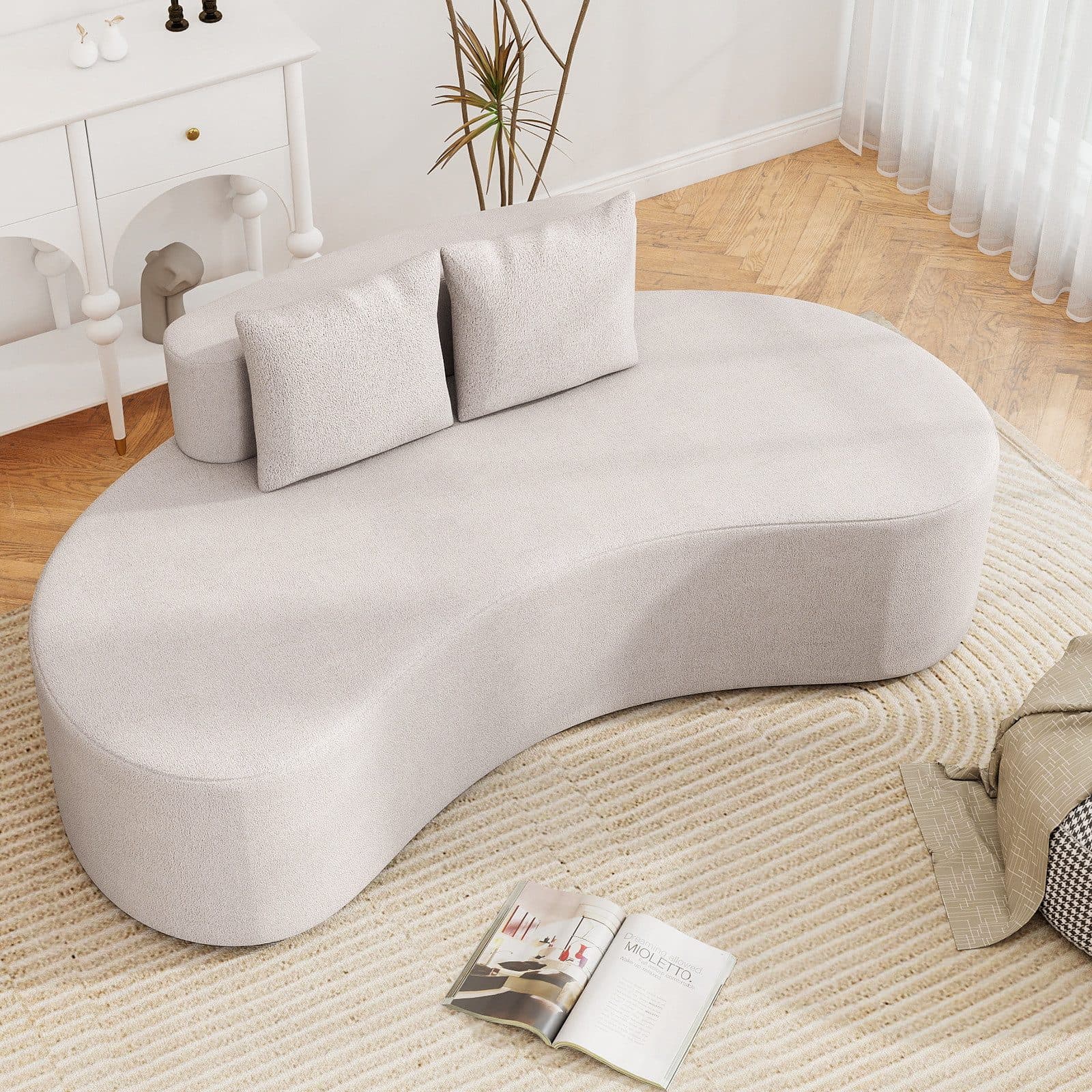COSTWAY 3-Sitzer Sofa 199 cm Beige/Grau - Bild 2