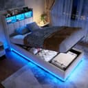 PXloue Polsterbett LED Einzelbett 90x200cm mit Ladefunktion Bild 2