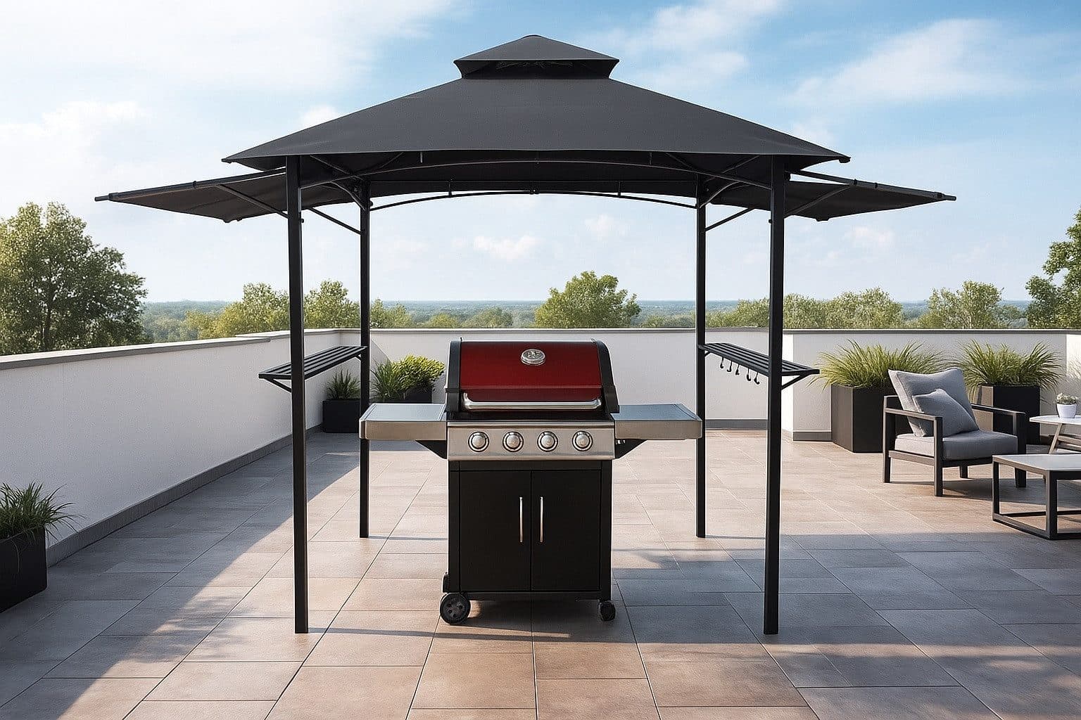 Gardissimo Grillpavillon Braai, Spar-Set, komplett-Set, mit zwei klappbaren Seitenteilen - Bild 2