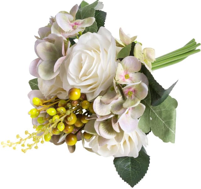 Botanic-Haus Kunstblumen Rosen-Hortensienstrauß - Sommerdeko für Eingangsbereich