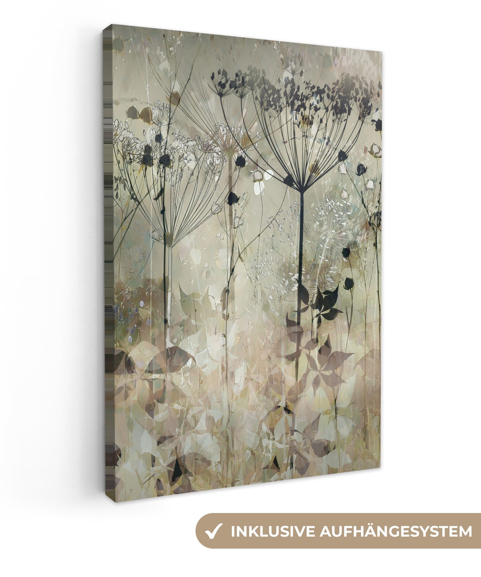 OneMillionCanvasses Leinwandbild Blumen Grau 20x30 cm - Bild 2