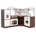 COSTWAY Spielküche Eck Kinderküche Braun Holz mit Lichtern Bild 2