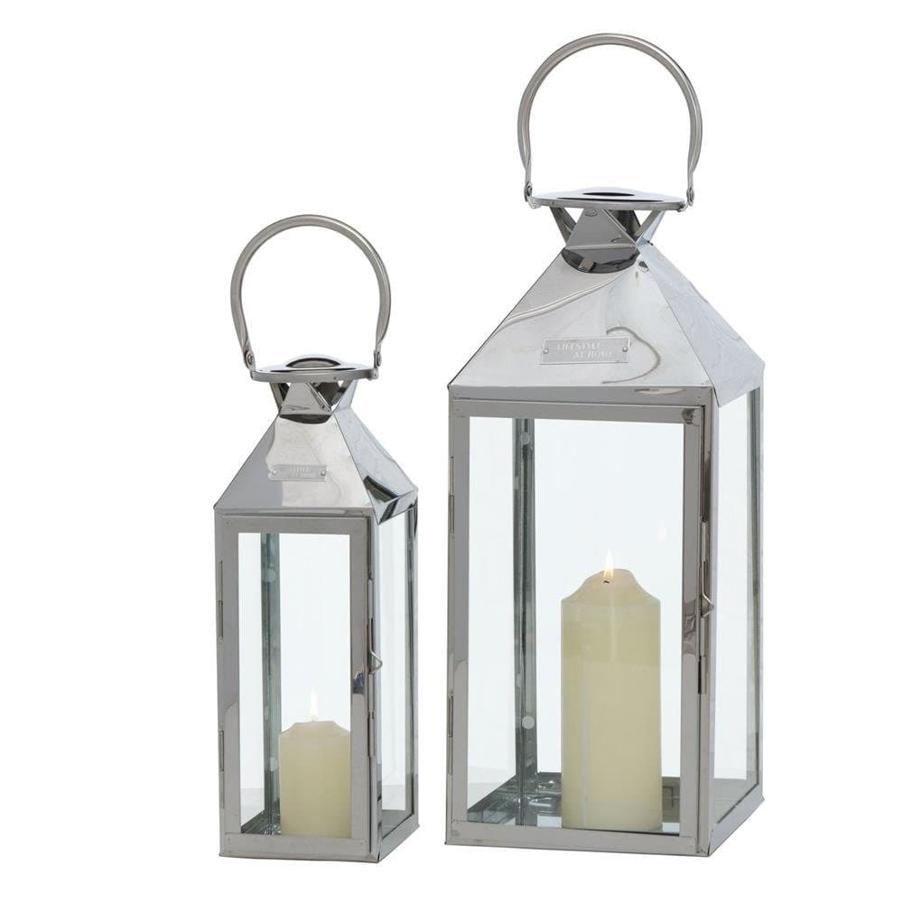 BOLTZE Kerzenlaterne Jason Set 2 St. Edelstahl Silber Glänzend