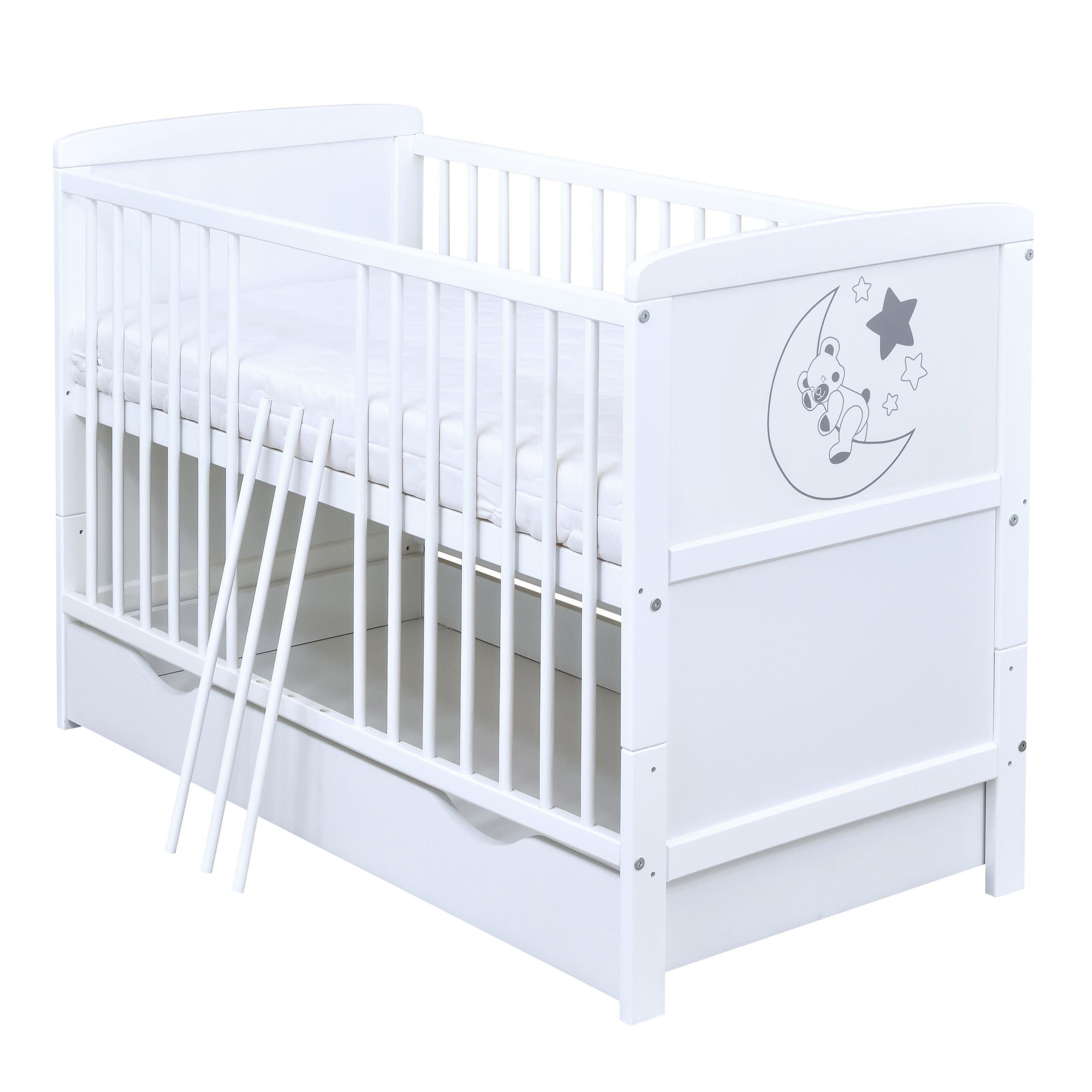 Baby-Delux Babybett Felix Weiß mit Matratze und Schublade - Bild 2