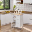 HOMCOM Küchenwagen mit Schubladen und Arbeitsplatte, Weiß Bild 2