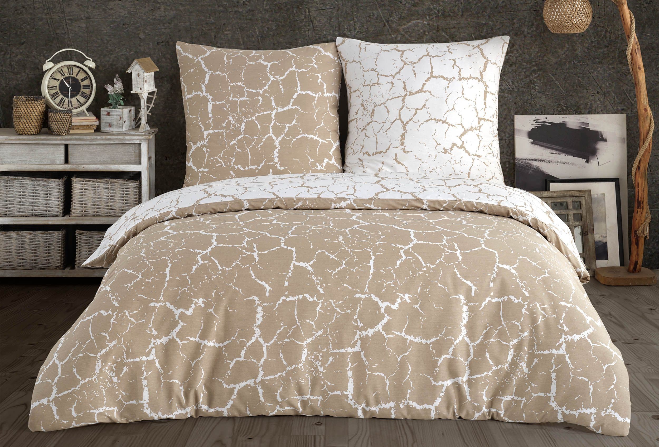 Buymax Bettwäsche Mercer 3-teilig Beige Weiß Marmor Renforce - Bild 2