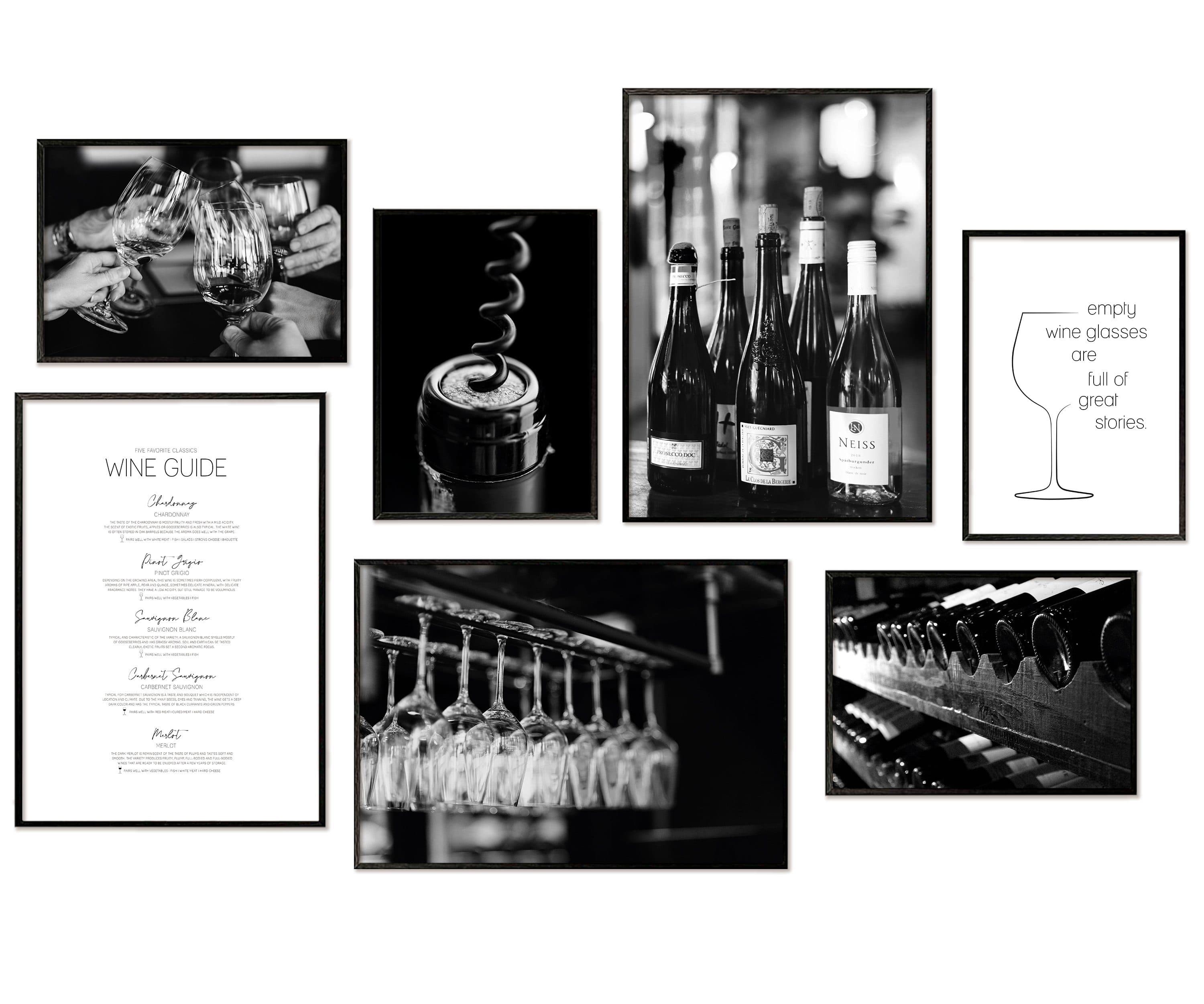 Hyggelig Home Poster Wein Premium Poster Set 7 Wandbilder Schwarz Weiß - Bild 2
