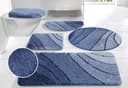 my home Badematte Josie Badvorleger Badezimmer Teppich Blau Wellen-Motiv Bild 2