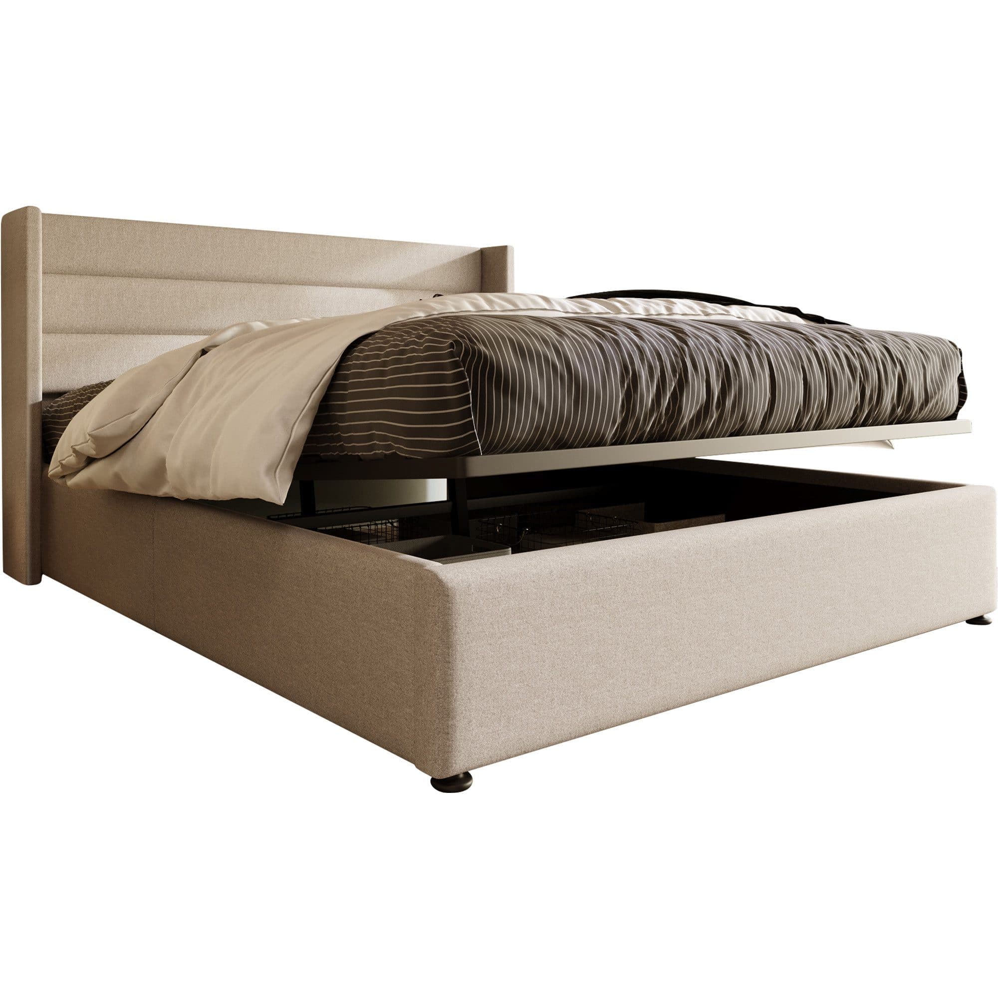 Flieks Funktionsbett Cozy Hydraulisches Doppelbett Leinen Beige - Bild 2