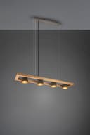 TRIO LEUCHTEN Pendelleuchte Bell Holz Metall Grau Gold Bild 2