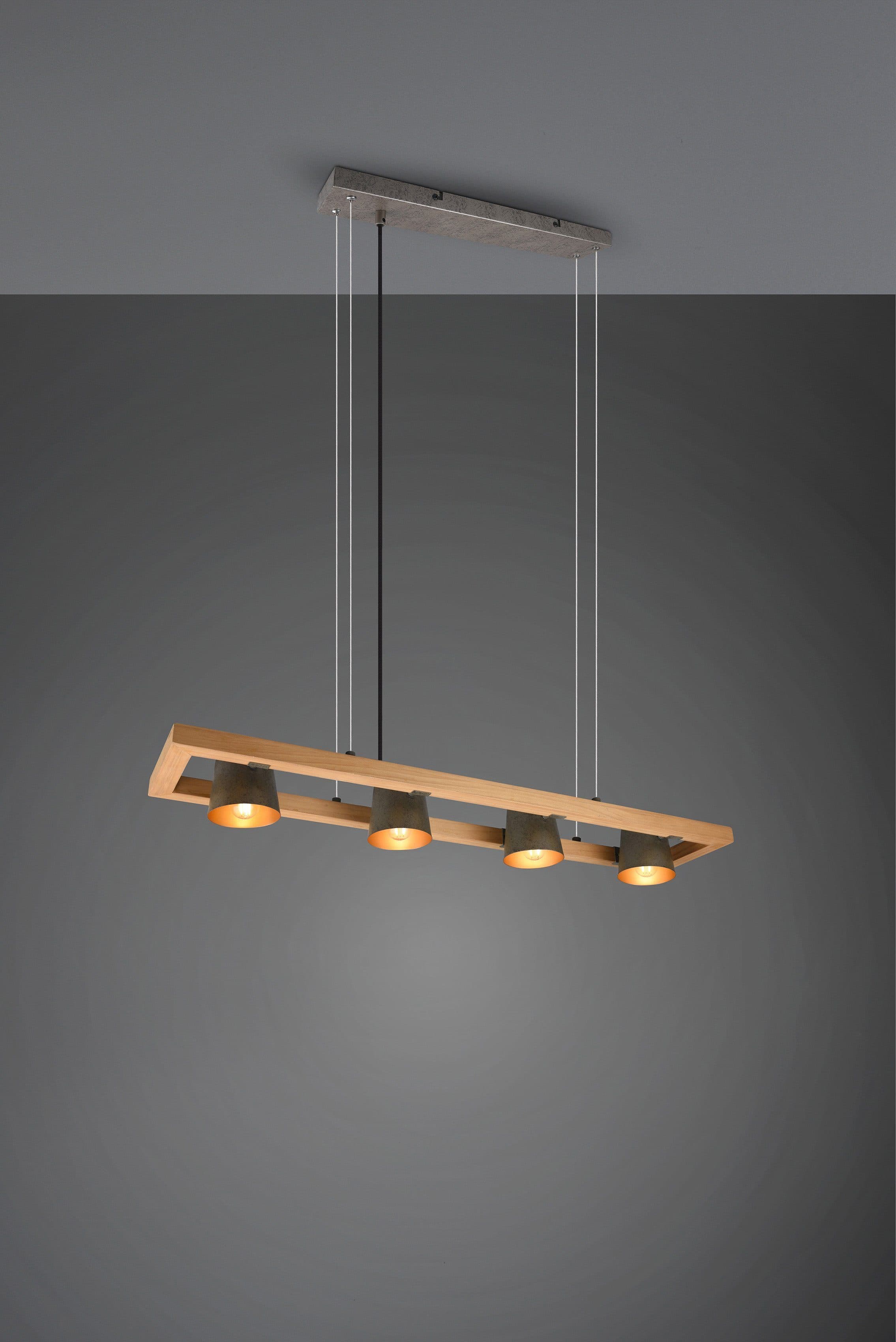 TRIO LEUCHTEN Pendelleuchte Bell Holz Metall Grau Gold - Bild 2