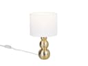 Reality Leuchten LED Nachttischlampe Keramik Gold Stoffschirm Weiß Bild 2