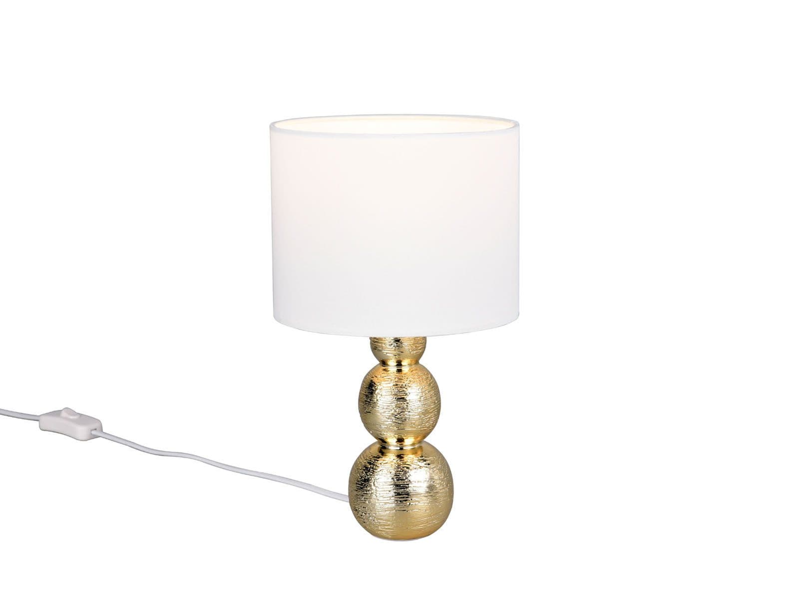 Reality Leuchten LED Nachttischlampe Keramik Gold Stoffschirm Weiß - Bild 2