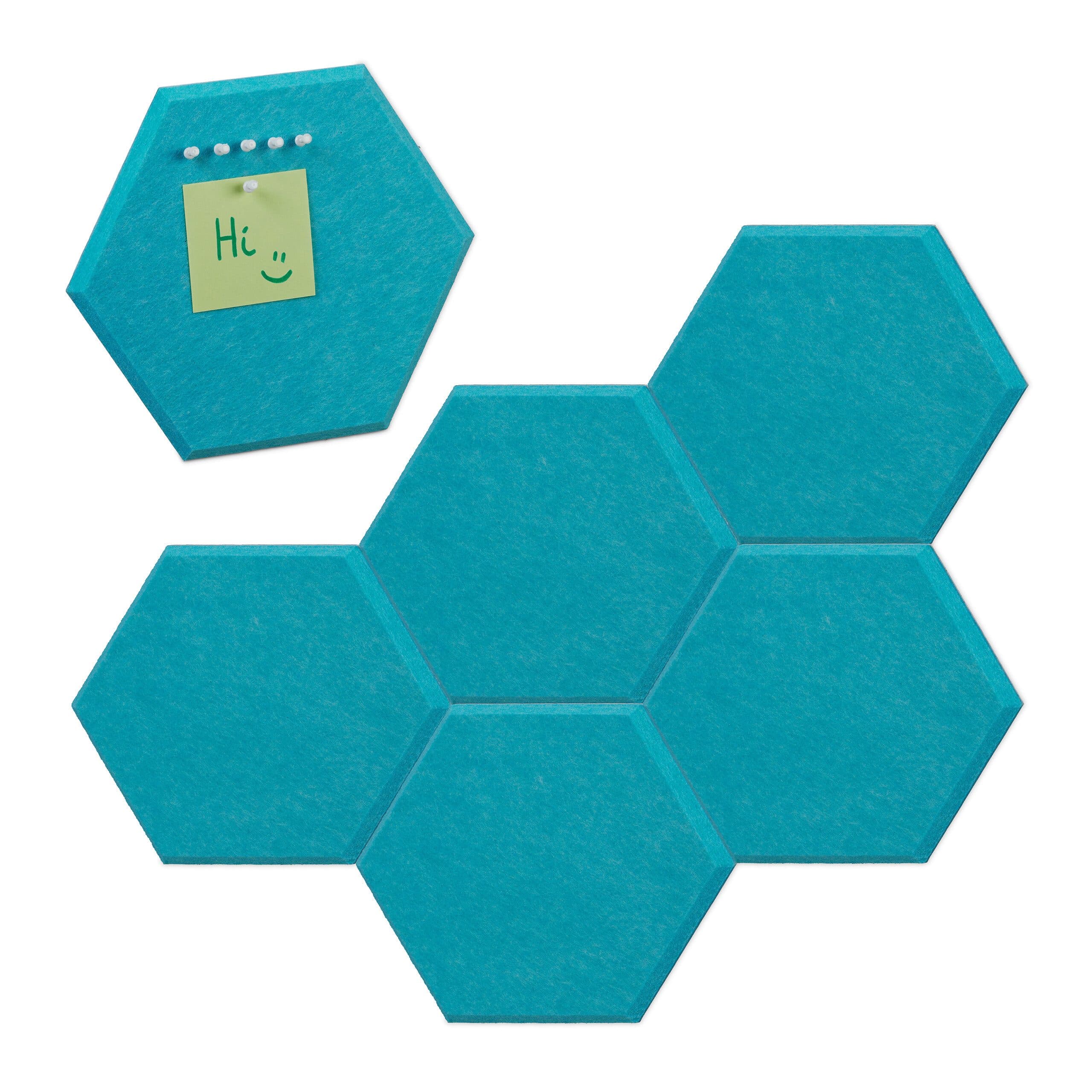 relaxdays Pinnwand Sechsecke 6er Set Blau Filz - Bild 2