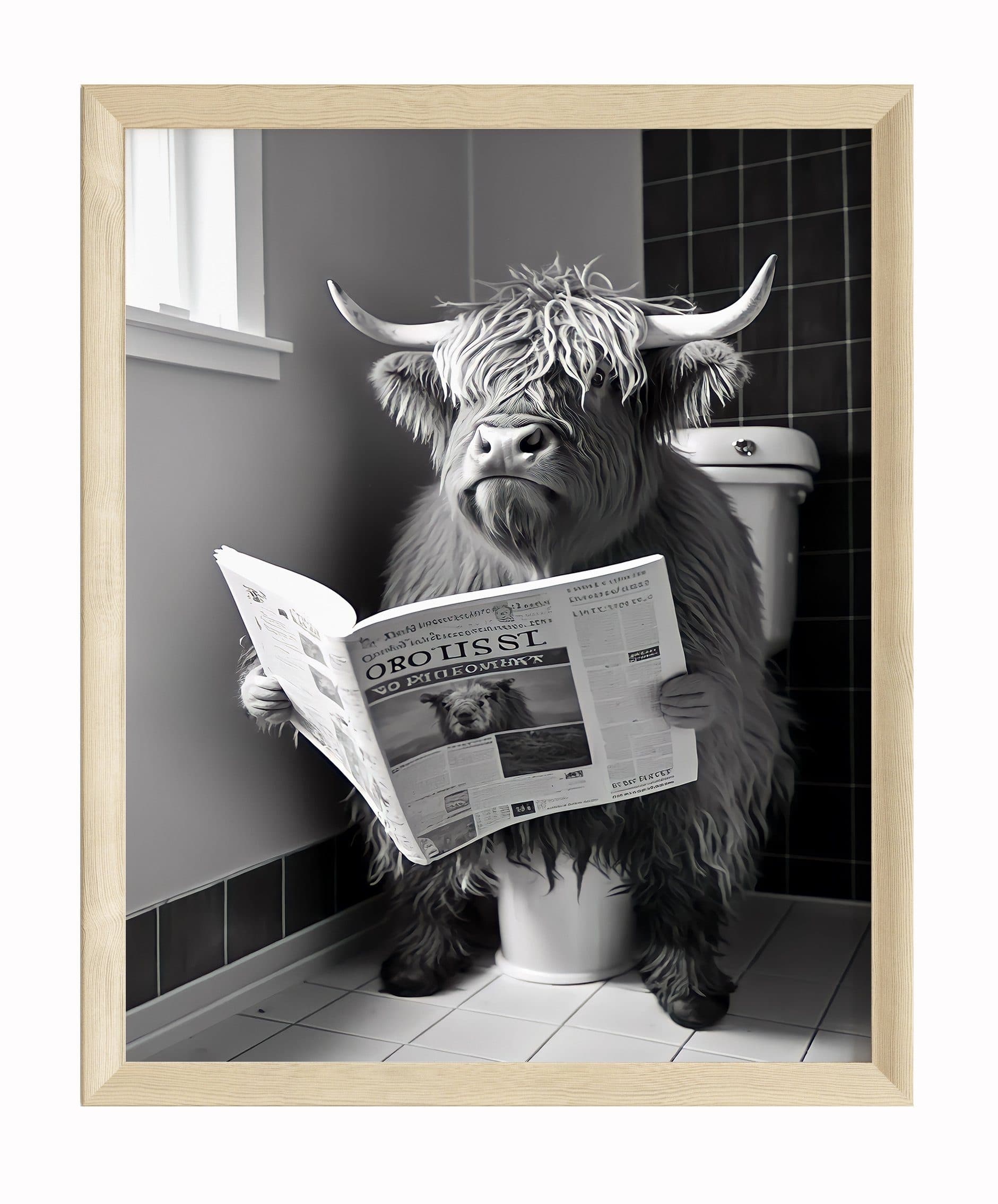 JUSTGOODMOOD Poster Premium Kuh Toilette Lustig WC ohne Rahmen - Bild 2