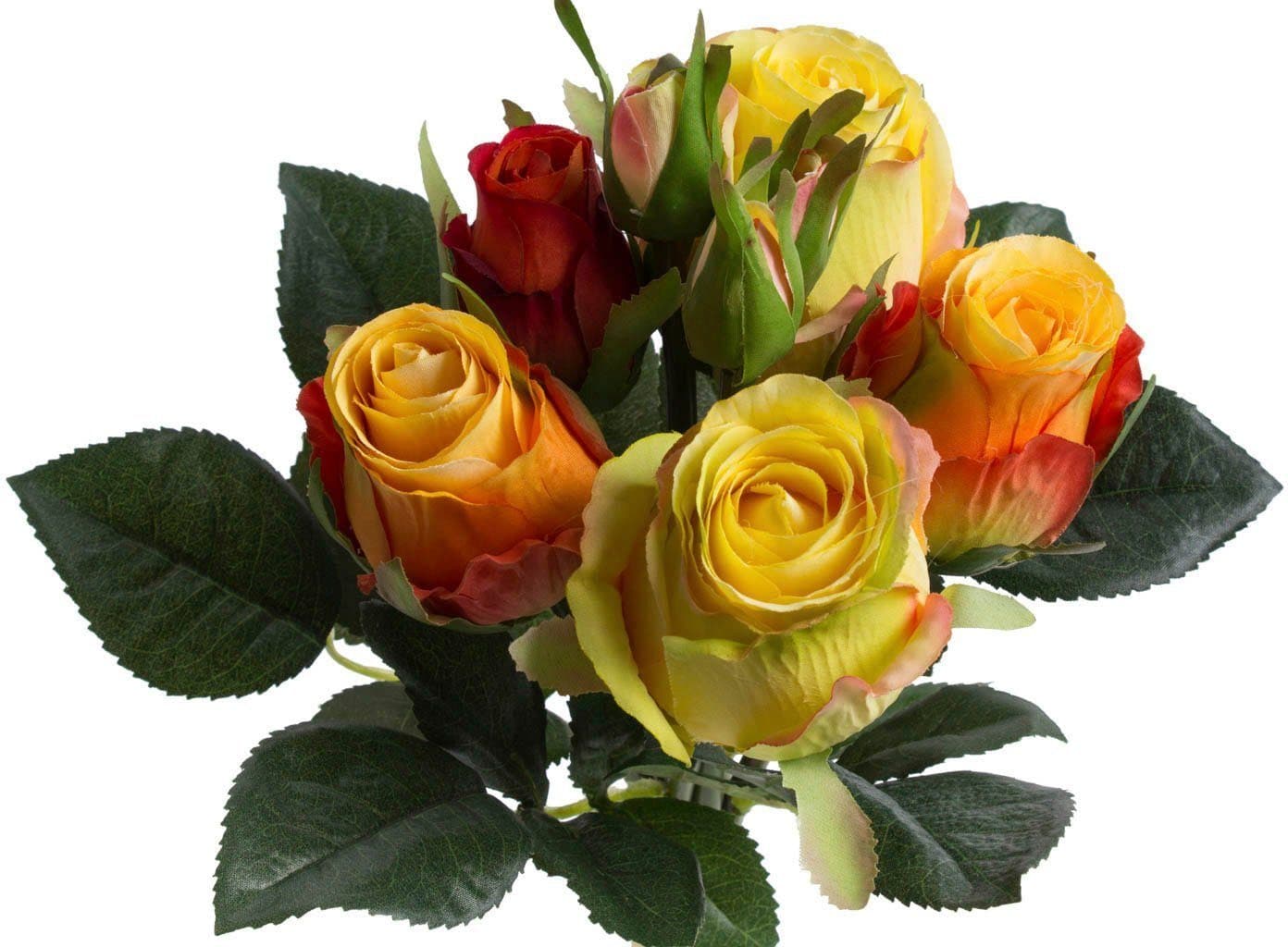 Kunstblume Rosenstrauß mit 5 Rosen und 3 Knospen, Botanic-Haus - Bild 2
