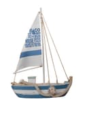 Deko-Impression Segelschiff Dekoobjekt Blau-Weiß Shabby-Style Bild 2