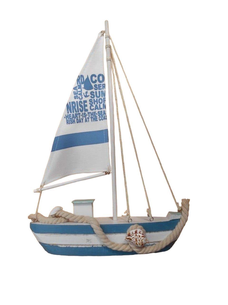 Deko-Impression Segelschiff Dekoobjekt Blau-Weiß Shabby-Style - Bild 2