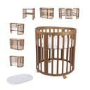 Waldin Babybett OWAL aus Holz 7in1 mit Matratze, mitwachsend Bild 2
