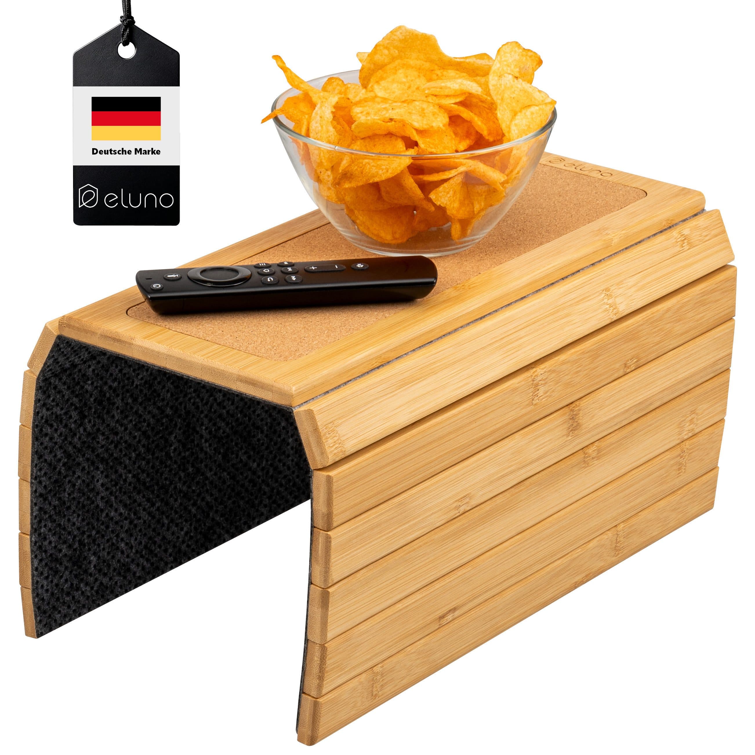 eluno Bambus Sofatablett mit rutschfester Korkablage - Bild 2