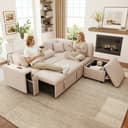 i@home Ecksofa L-förmig Beige mit Schlaffunktion, USB & Leselicht Bild 2