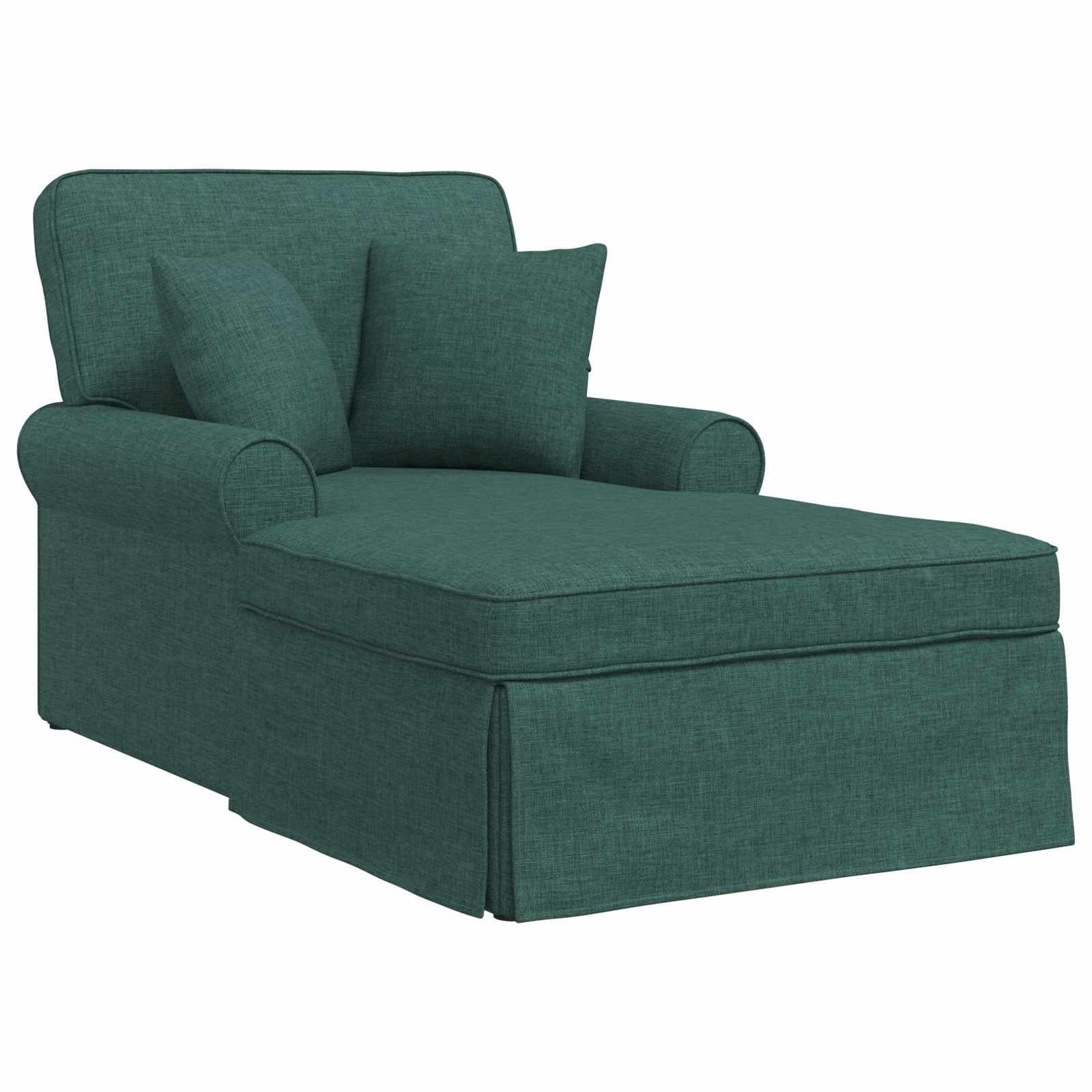 vidaXL Chaiselongue mit Rock und Kissen Dunkelgrün Stoff - Bild 2
