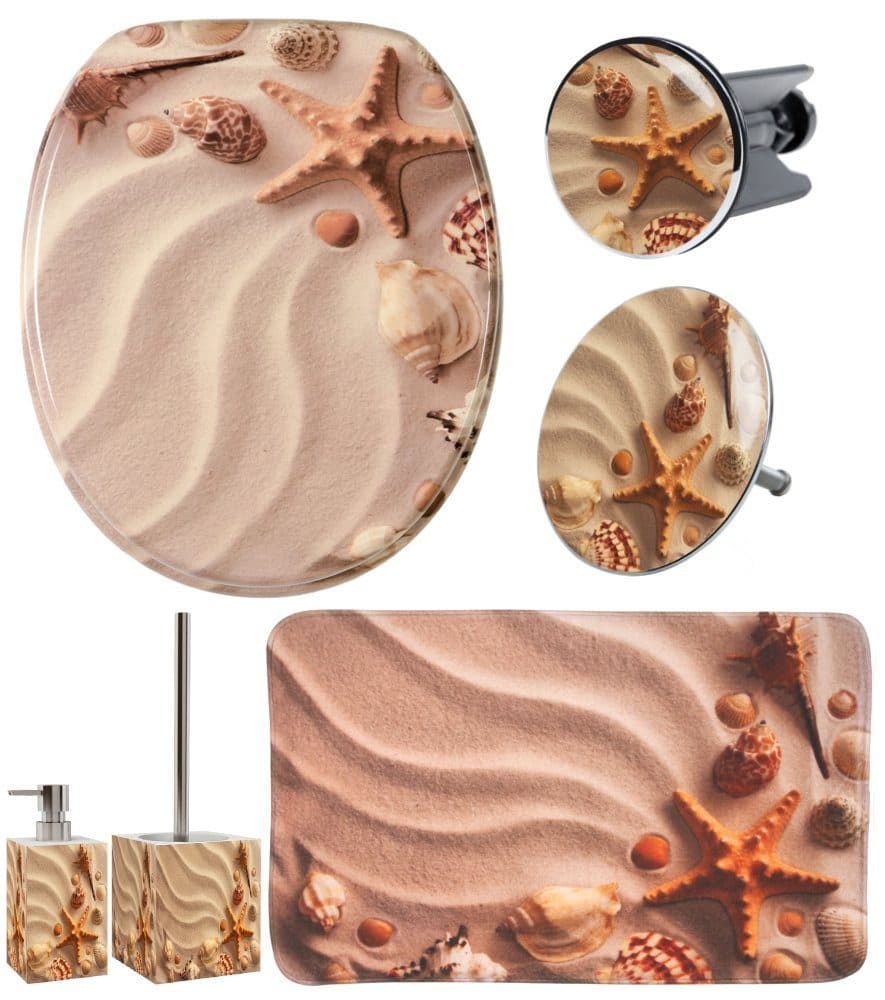 SANILO Badaccessoire-Set Sanibel Braun-Beige mit WC-Sitz, Teppich und Stöpseln - Bild 2