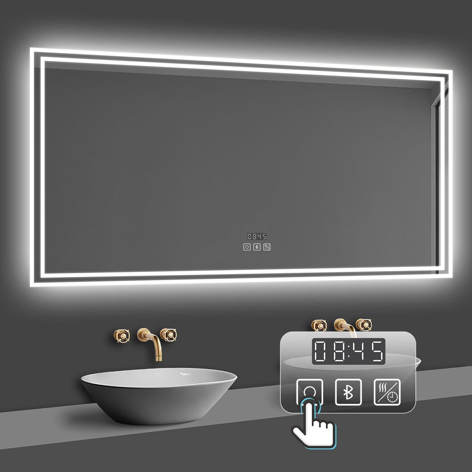 duschspa LED Badspiegel mit Bluetooth, Touch, 3 Lichtfarben, Beschlagfrei - Bild 2