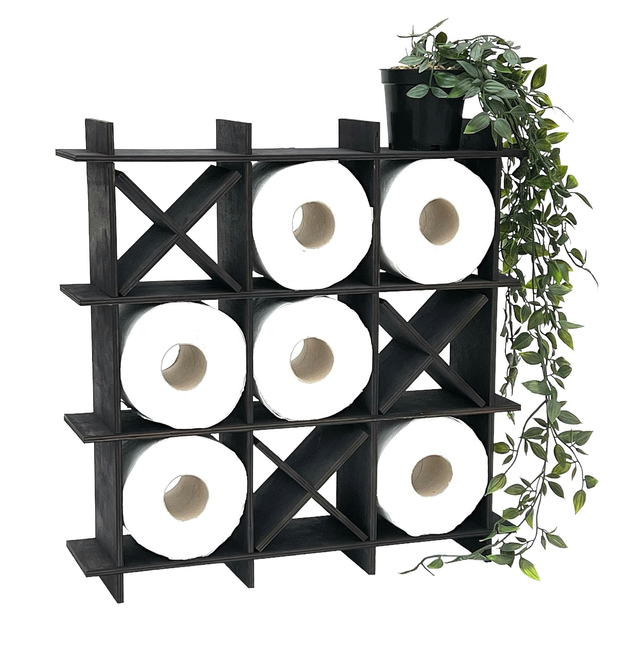 DanDiBo Toilettenpapierhalter Schwarz Holz Tic Tac Toe Freistehend - Bild 2