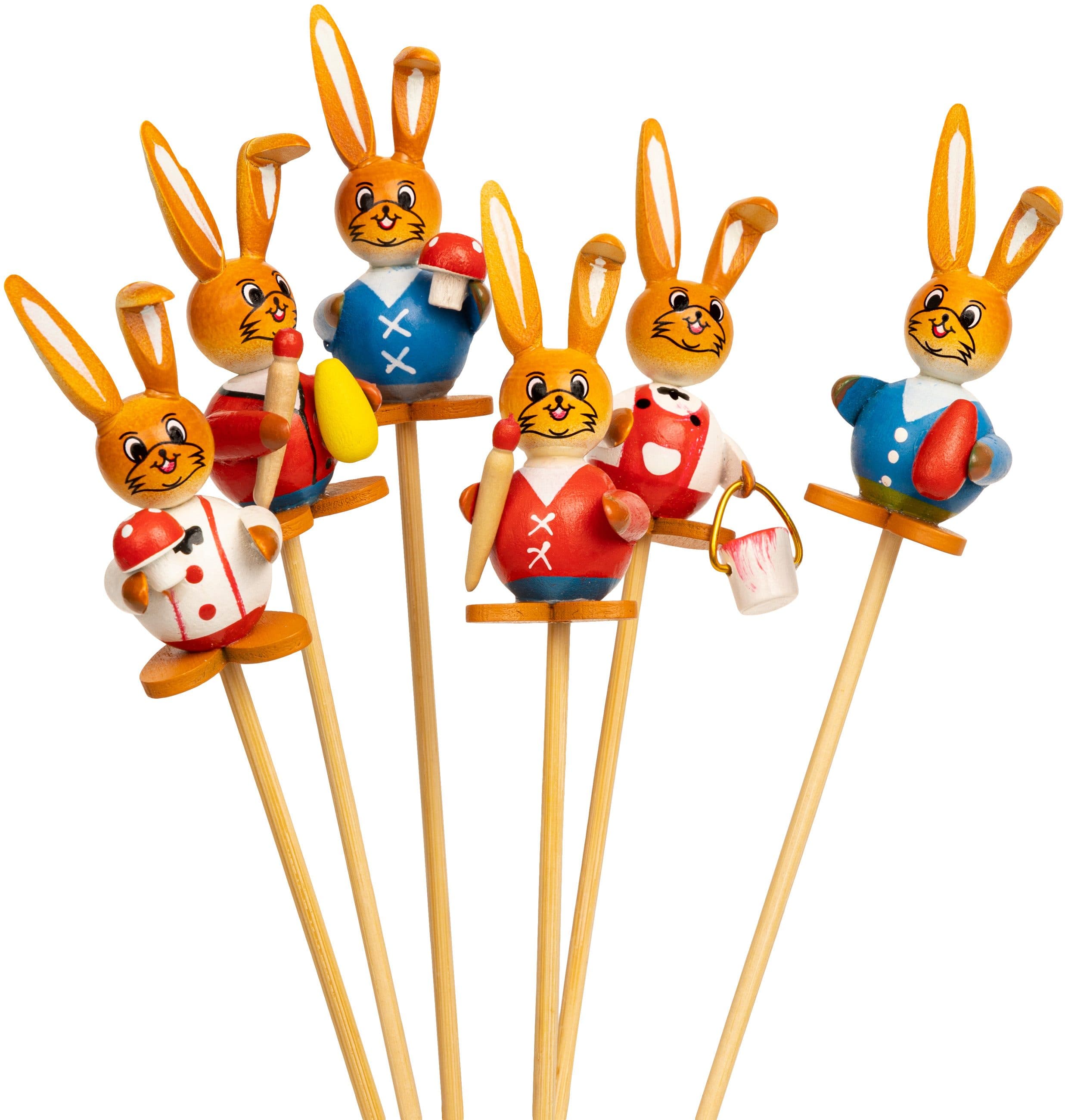 SIKORA Osterhase 6er Set Blumen Deko Holz Stecker - Bild 2