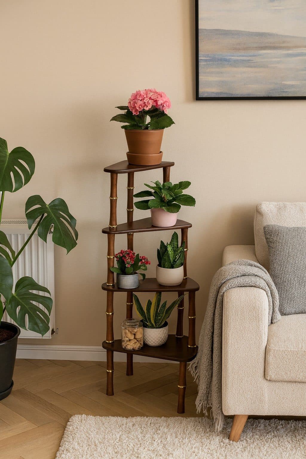 möbel direkt online Blumenständer Treppe Nussbaum 4 Stufen - Bild 2