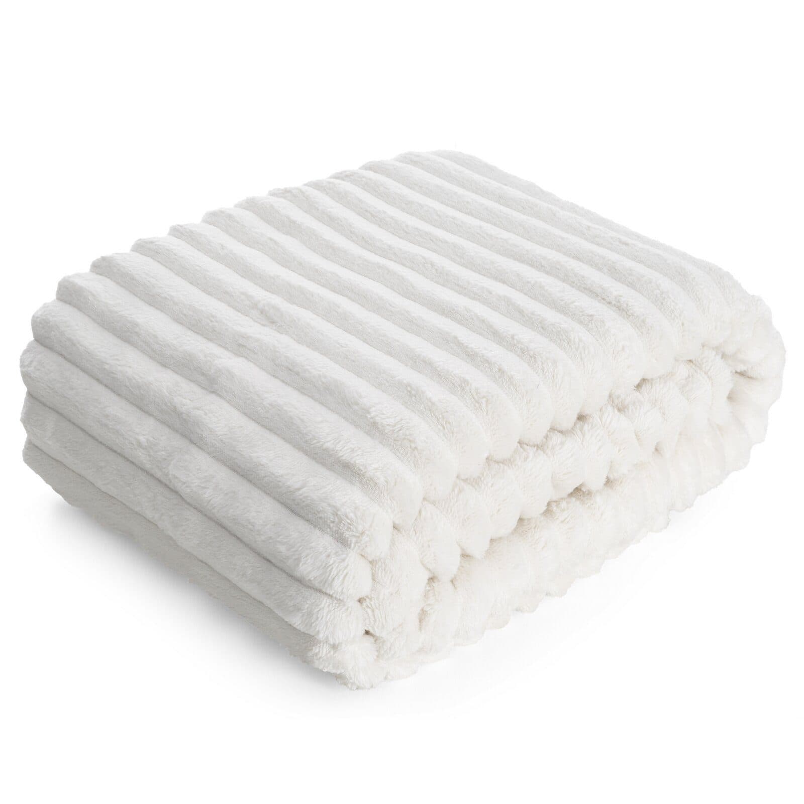Design91 Wohndecke SOFT Streifen Muster Polyester Weiß - Bild 2