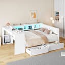 REDOM Stauraumbett Funktionsbett LED-Licht Stauraum Schubladen Ladestation Bild 2