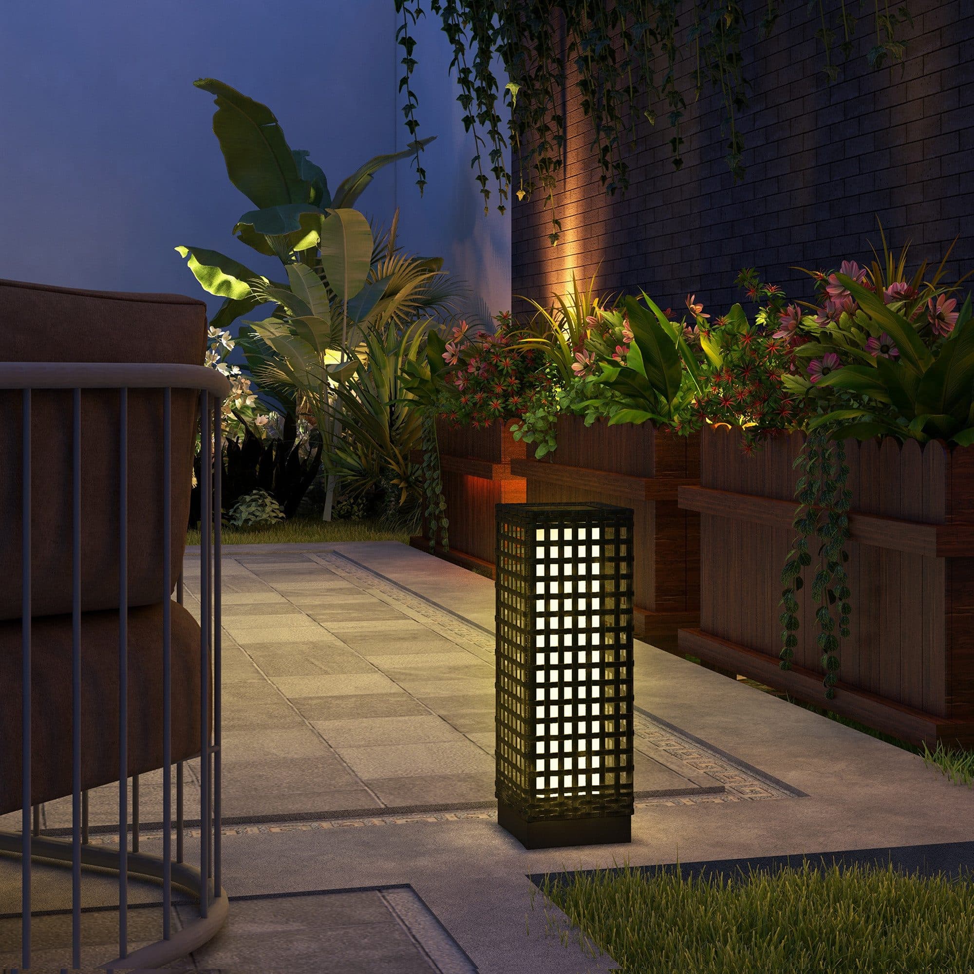 Outsunny LED Solarleuchte Rattan Schwarz IP44 - Bild 2