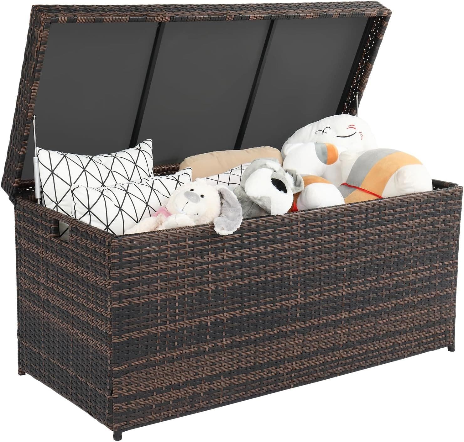 LALAHO Gartenbox Wasserdicht 500L Braun PE-Rattan - Bild 2