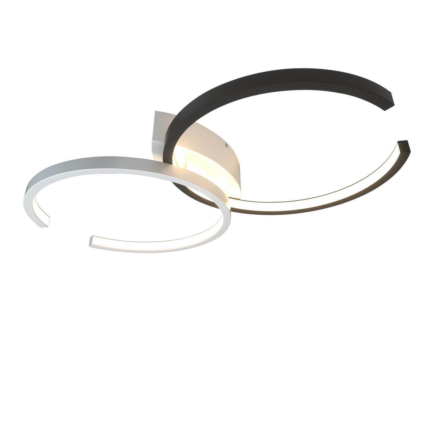 ZMH Deckenleuchte 55cm Wohn-Ess-Schlaf-Lampe Weiß/Schwarz Metall LED - Bild 2