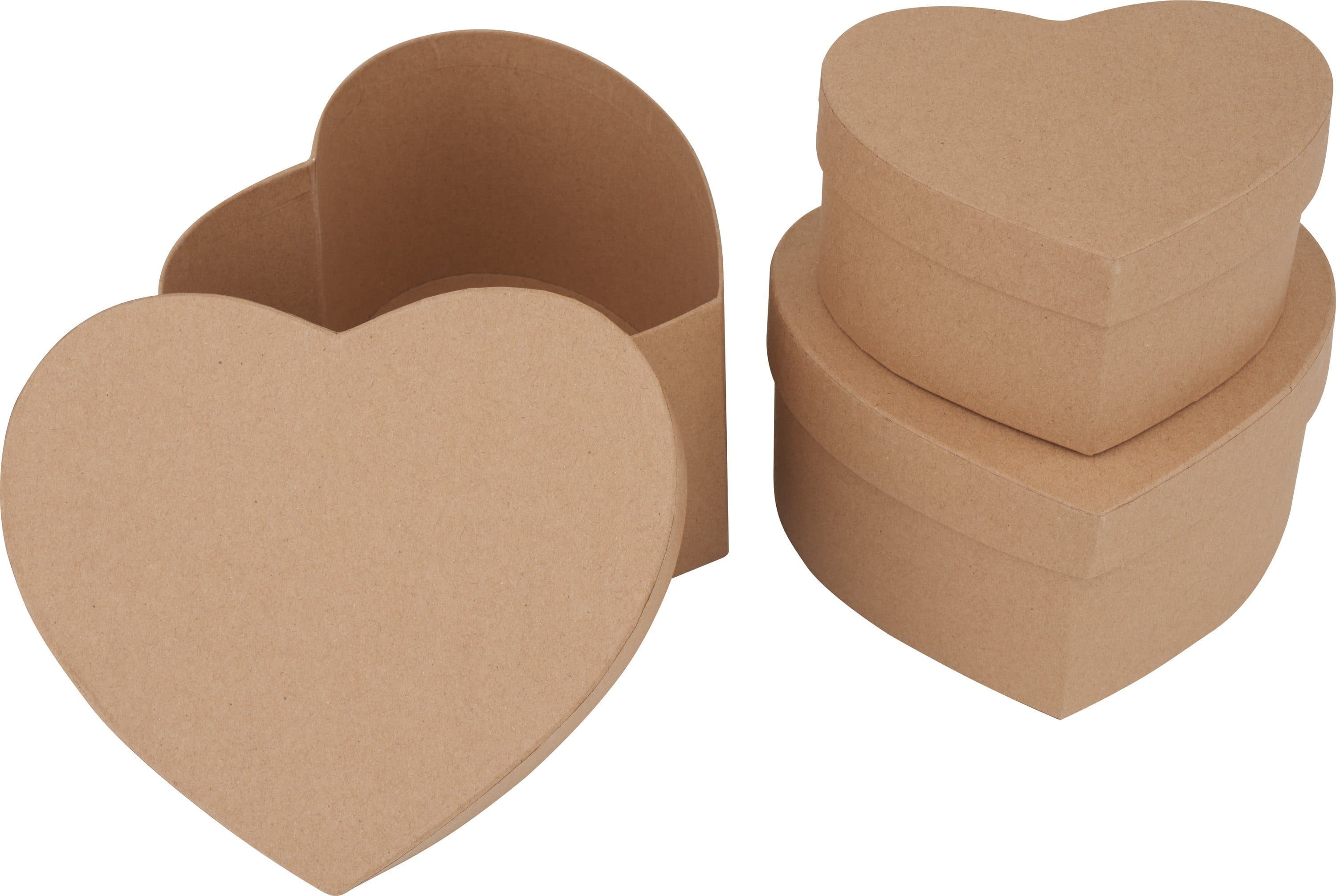 VBS Aufbewahrungsdose Herz 3er Set - Naturfarbener Karton