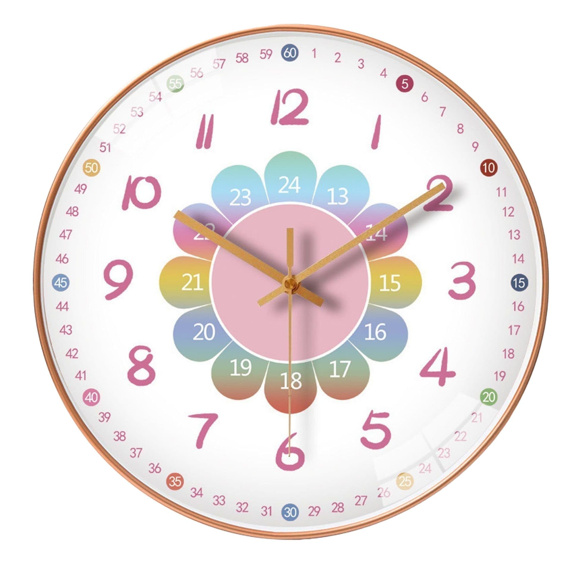 ibettertec Kinderwanduhr Bunt Leise Nicht Tockend 20 cm - Bild 2