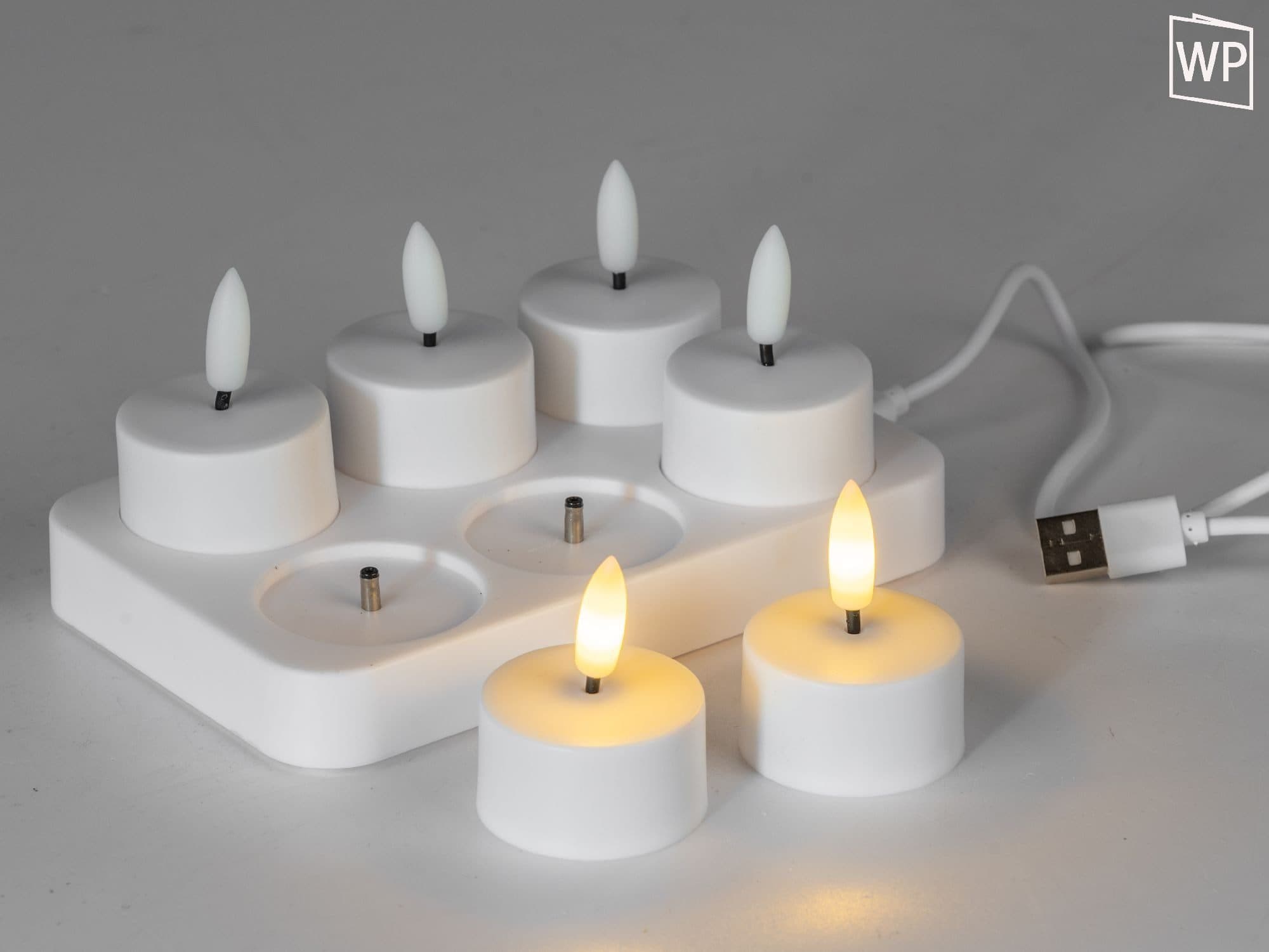 formano Akku Teelichter, 6 LED Teelichter mit Ladestation