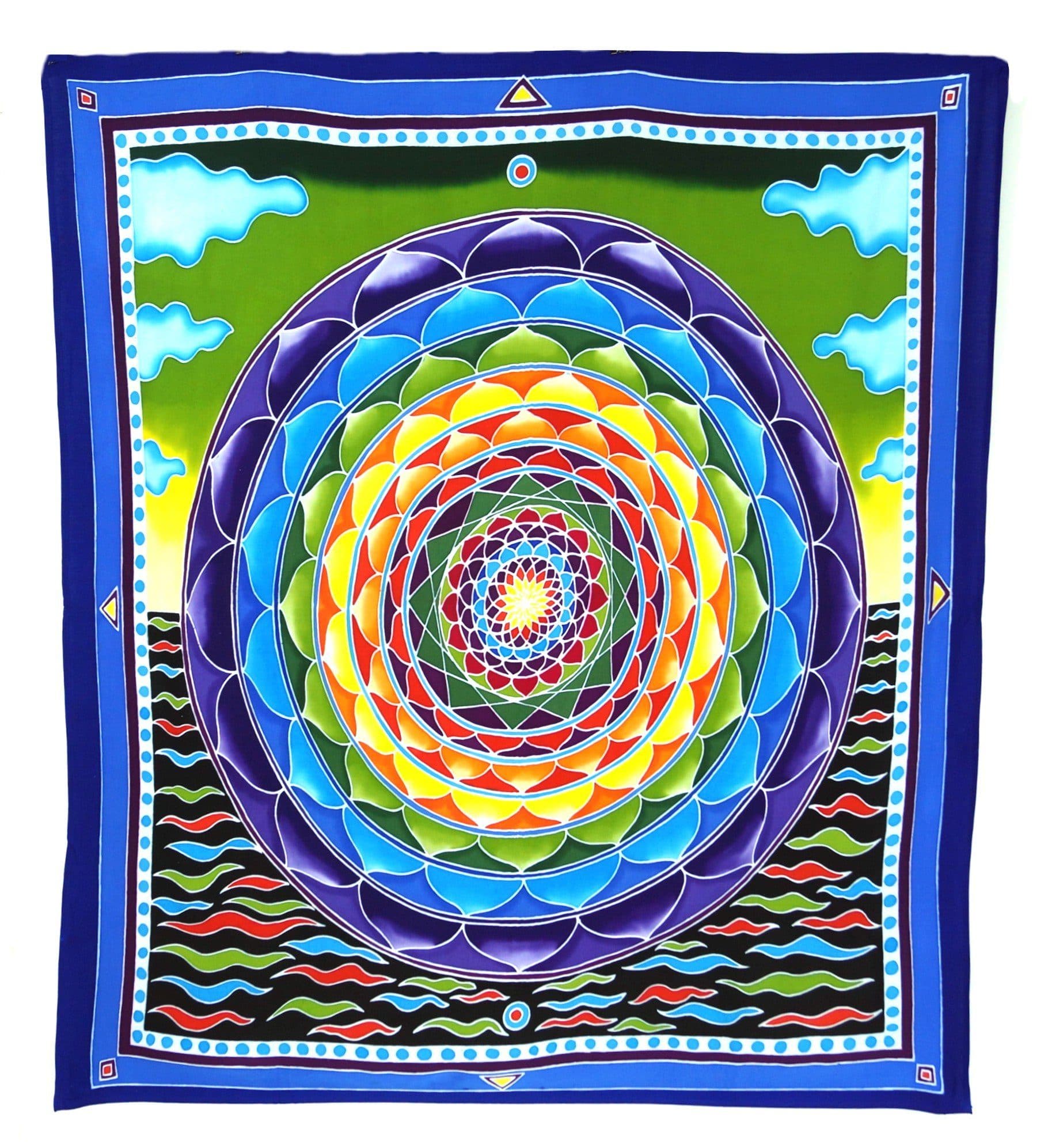 Guru-Shop Wandteppich Lotus Mandala Blau/Grün