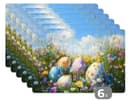 MuchoWow Platzset Rasen - Eier - Blumen - Ostern Deko, 6-Stück, Tischset Bild 2