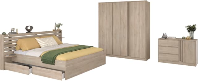 Schlafzimmer-Set Escale mit viel Stauraum - Japanische Eiche Nachbildung