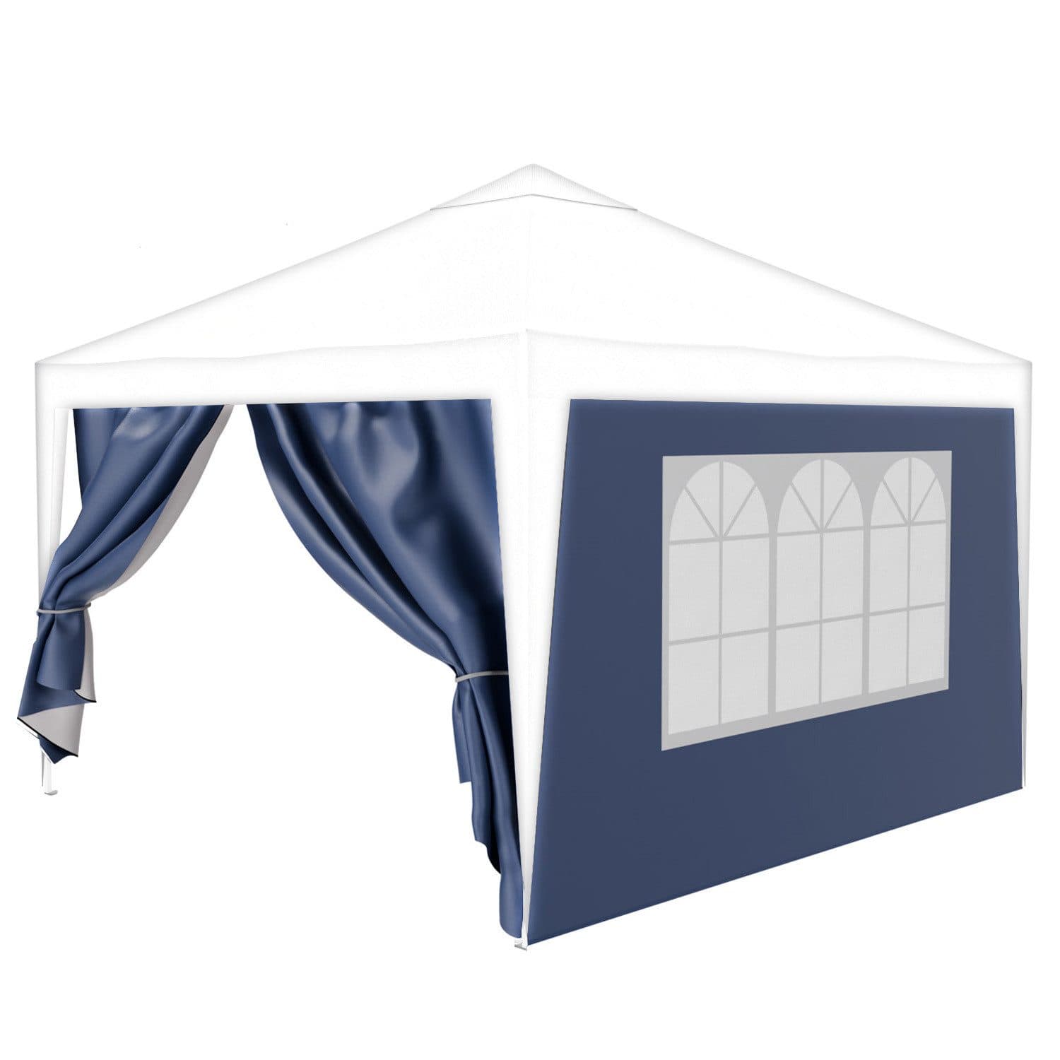 24MOVE® Pavillon Seitenteile 2er Set 2x3m mit Fenster & Reißverschluss, wasserdicht, blau - für Partyzelt, Festzelt, Festivals - Bild 2