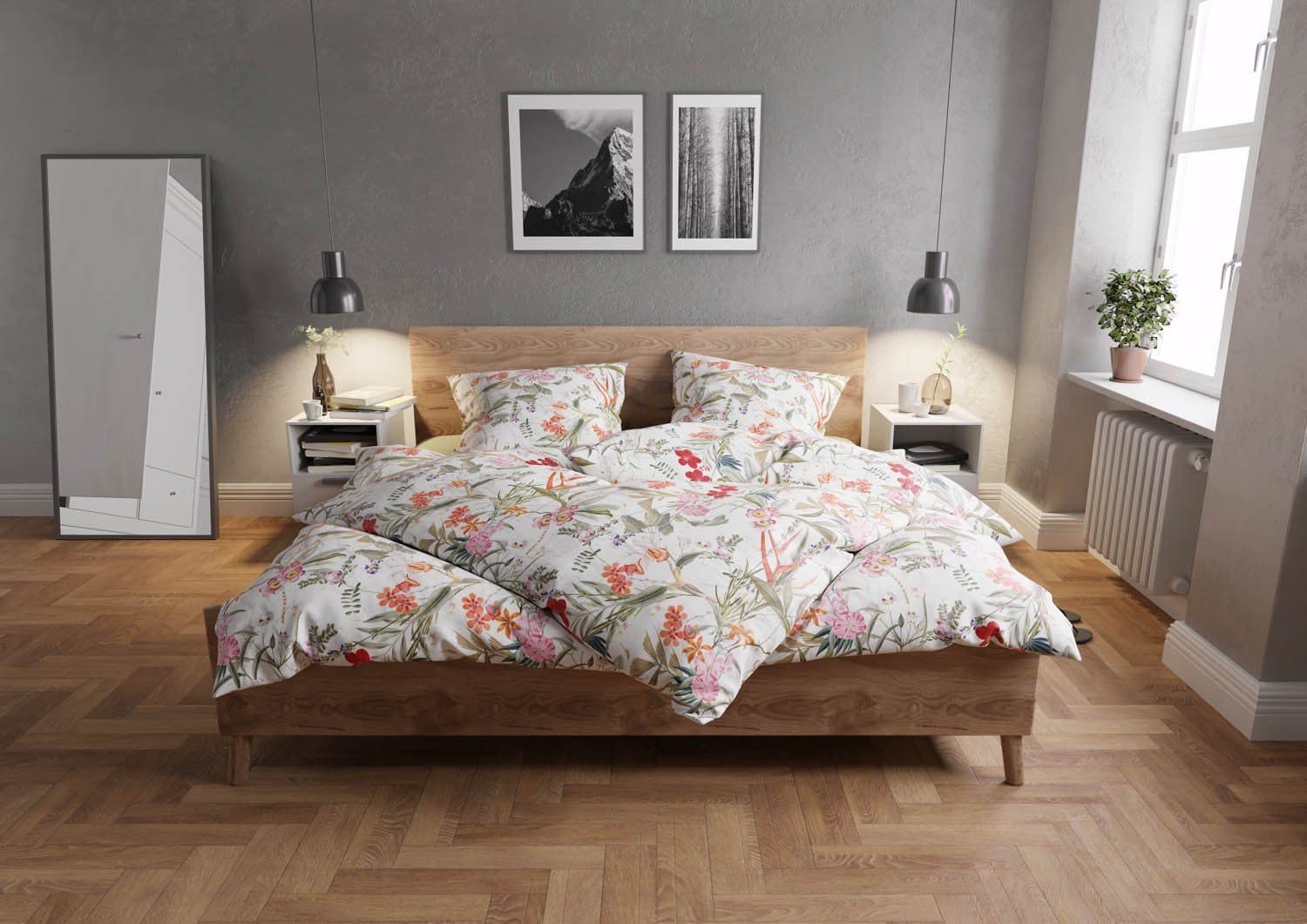 BETTWAESCHE-MIT-STIL Bettwäsche Mako Satin Tropical Flowers Weiß 2-teilig - Bild 2