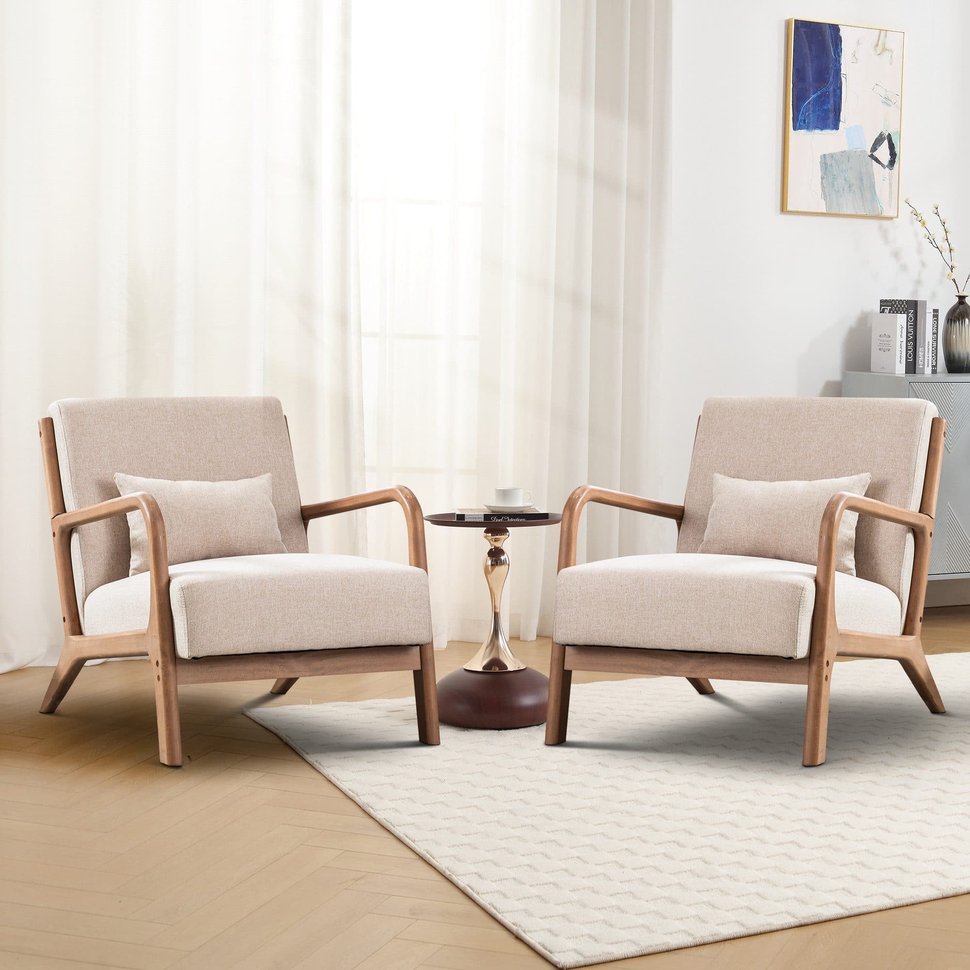 CANMOV Loungesessel Accent Sessel mit Kissen, Holz, Armlehnen - Bild 2