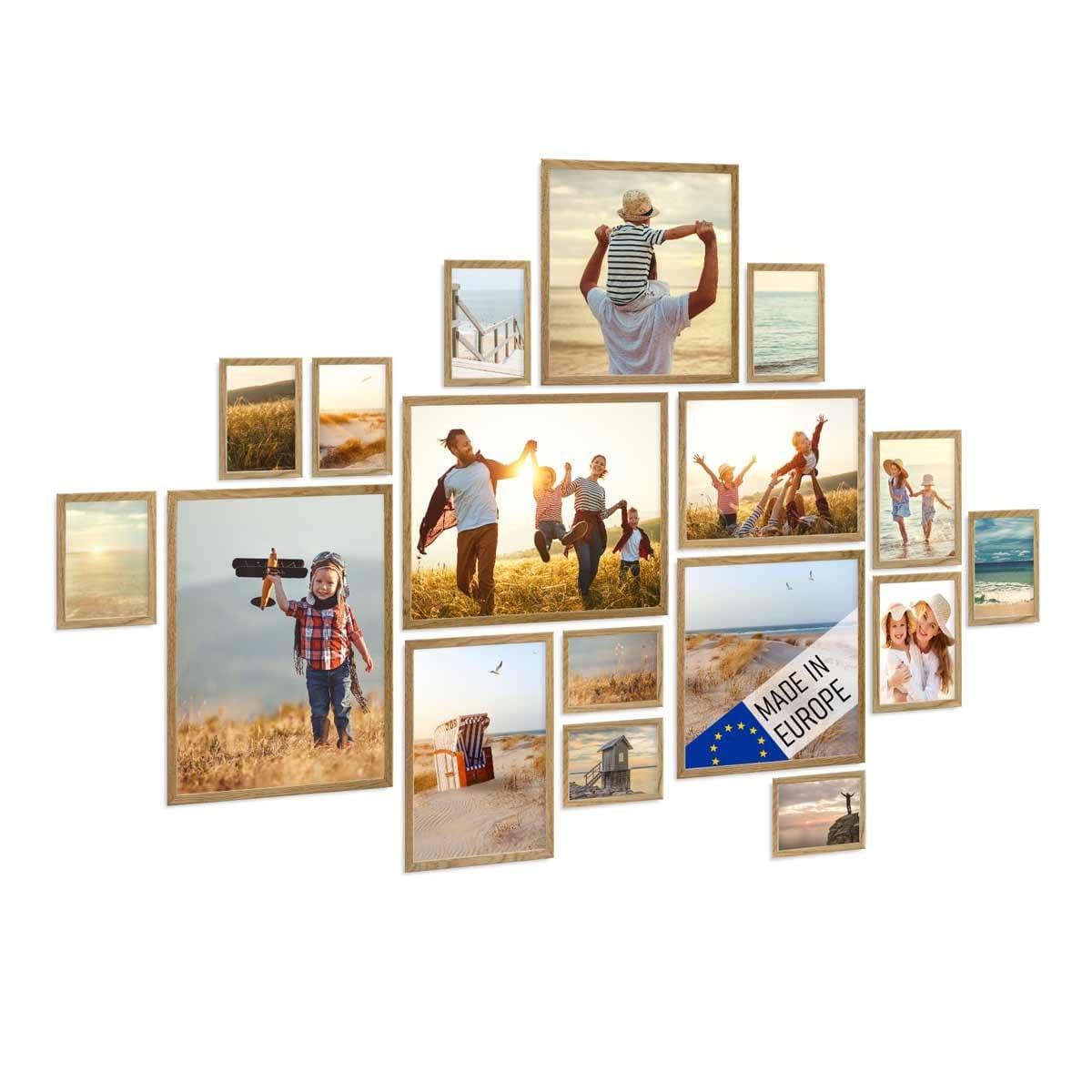 PHOTOLINI Bilderrahmen 17er Set Echtholz Beige Acrylglas - Bild 2