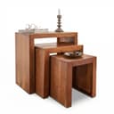 Liadomo Beistelltisch Bianca 3er-Set Massivholz Braun Bild 2